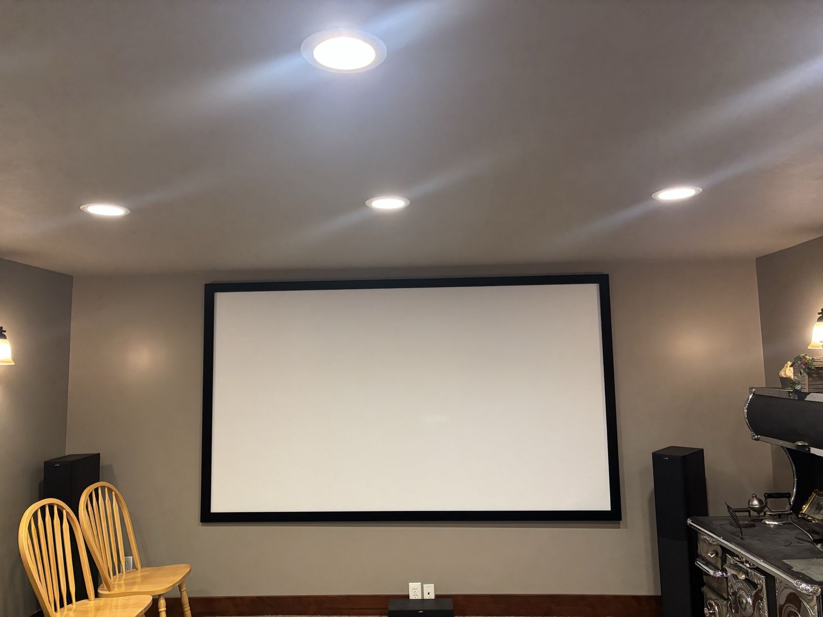 Home Theater set up!!Vivitek DLP 3D Ready Projector with Wall Screen 120”Setup with Sony Receiver 