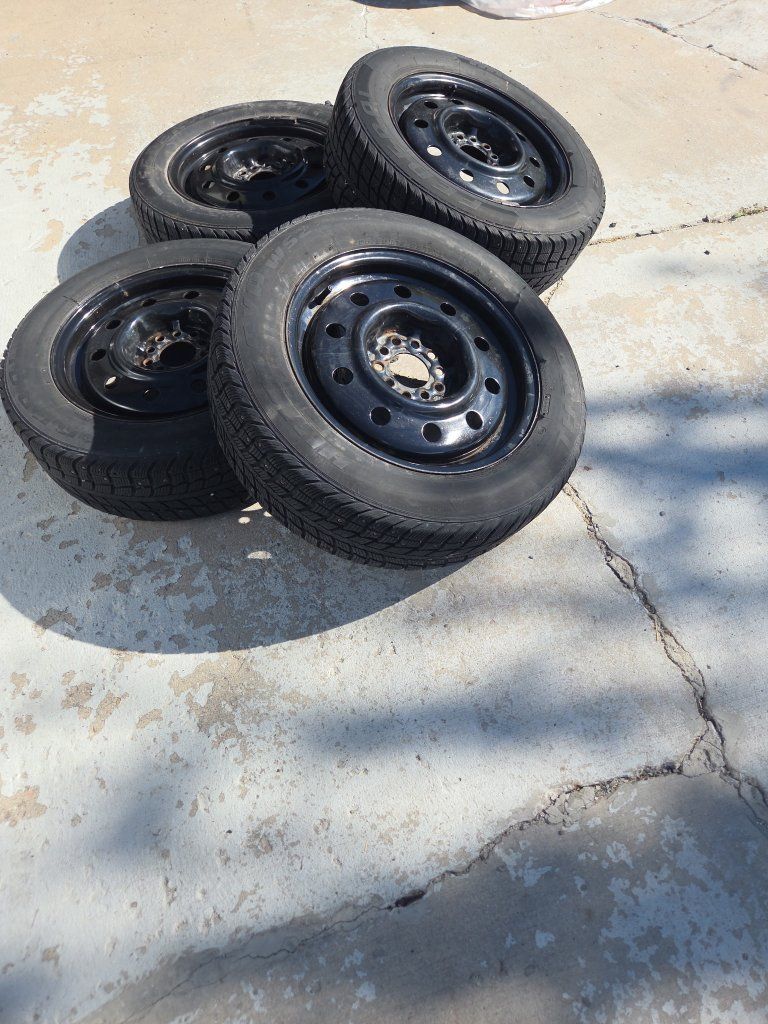 Set of 4 Winter/Snow Studded Tires with Steel Rims multi lug 5x114.3 16 inch