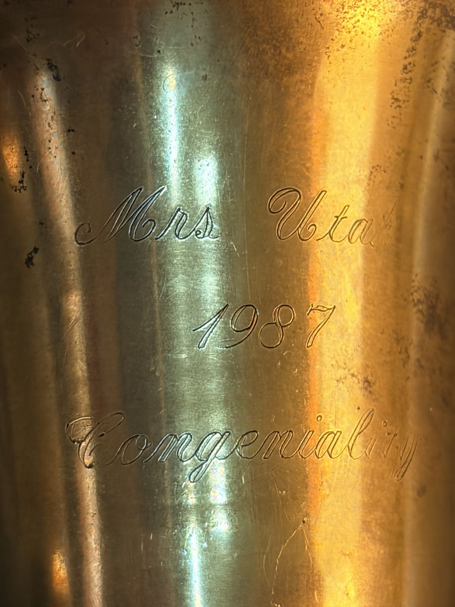 Miss Utah Congeniality Brass goblet 1987