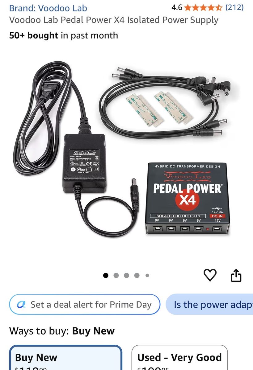 Voodoo Lab Pedal Power X4 Compact Isolated DC Power Supply - 4x9V Isolated Outputs