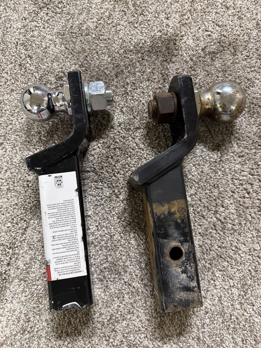 Two Trailer Hitch Ball Mounts with Balls - Standard and Used Condition