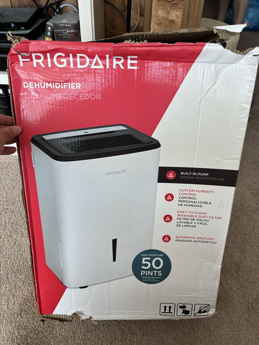 Frigidaire FFAP5033W1 50 Pint Dehumidifier with Built-in Pump and Custom Humidity Control