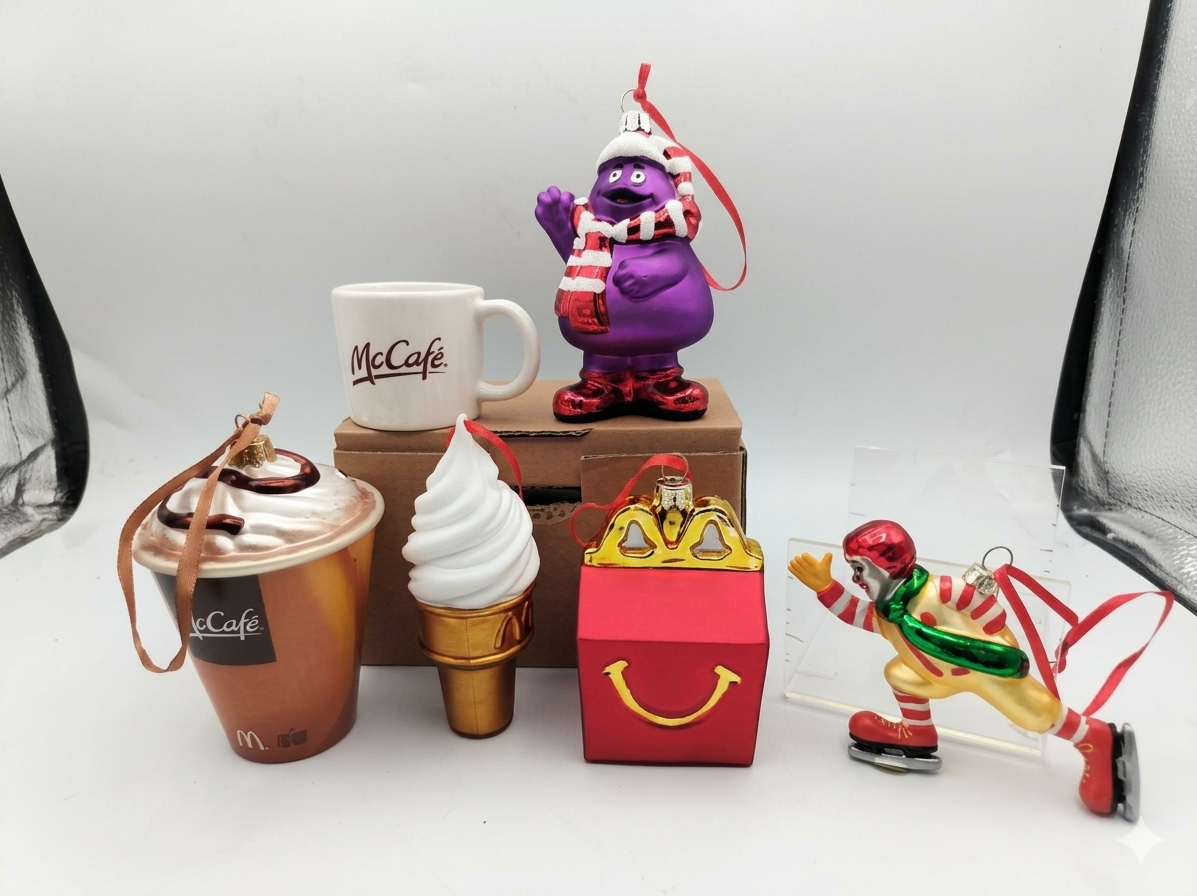 McDonald's Christmas Ornament Lot Grimace Happy Meal Ronald McCafe Soft Serve - Set of 6