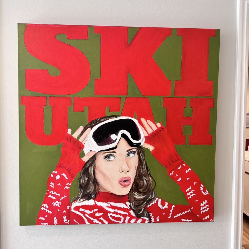 Ski utah Original Art 36 Square