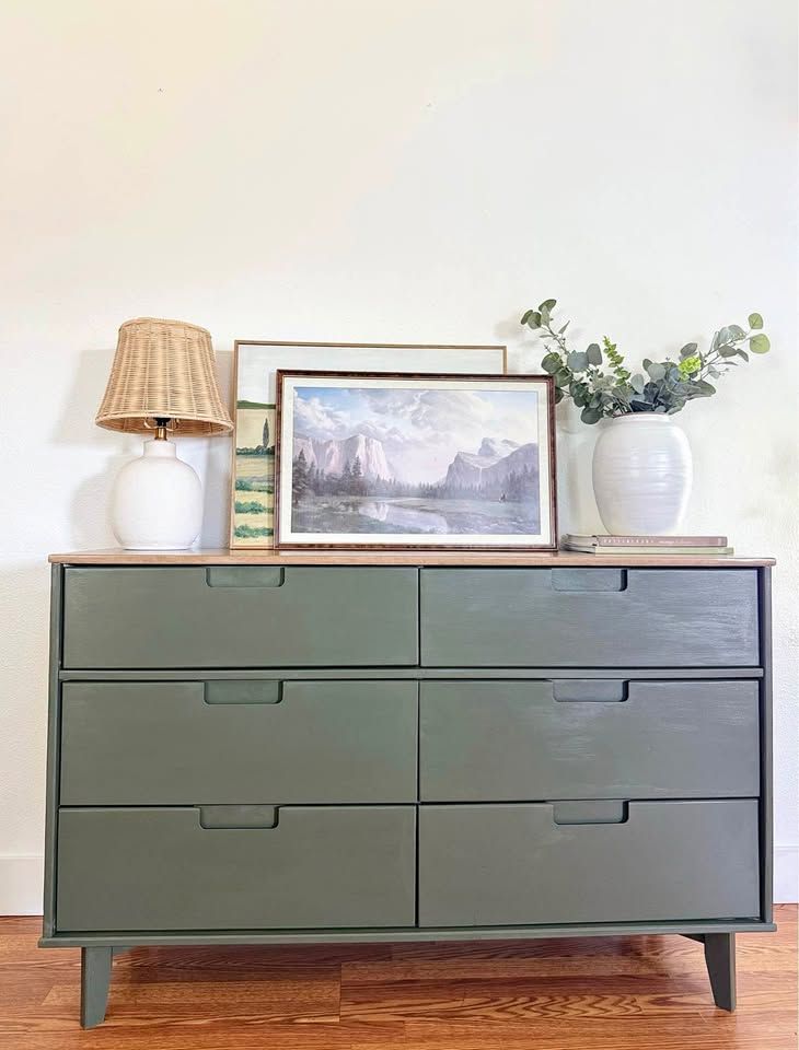 Modern Inspired Mid Modern 6 Drawer Dresser | Mid Modern Dresser Chest | Dresser
