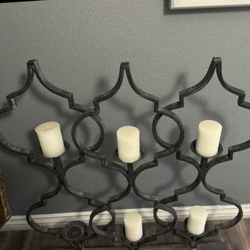 Jan Barboglio 6-Arm  Floor Candleholder Wrought Iron Fireplace Candle Candelabra Screen Candles Holder Metal Arhaus  Decor OBO