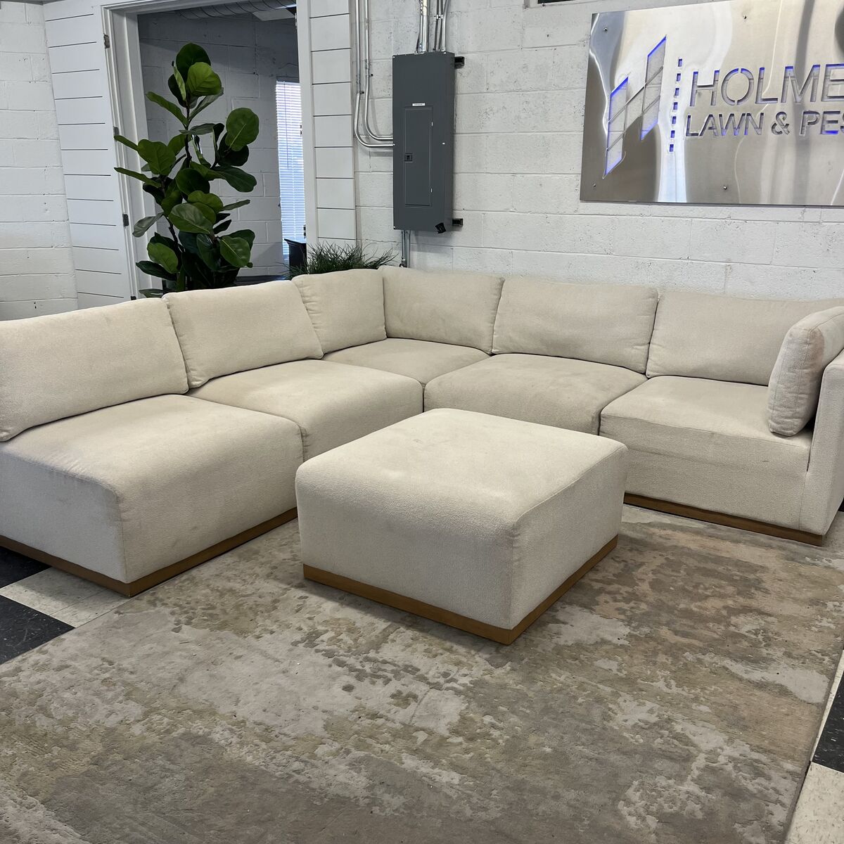 HENREDON MURPHY 6-PIECE FABRIC MODULAR SECTIONAL, WATERFALL CUSHION DESIGN!!