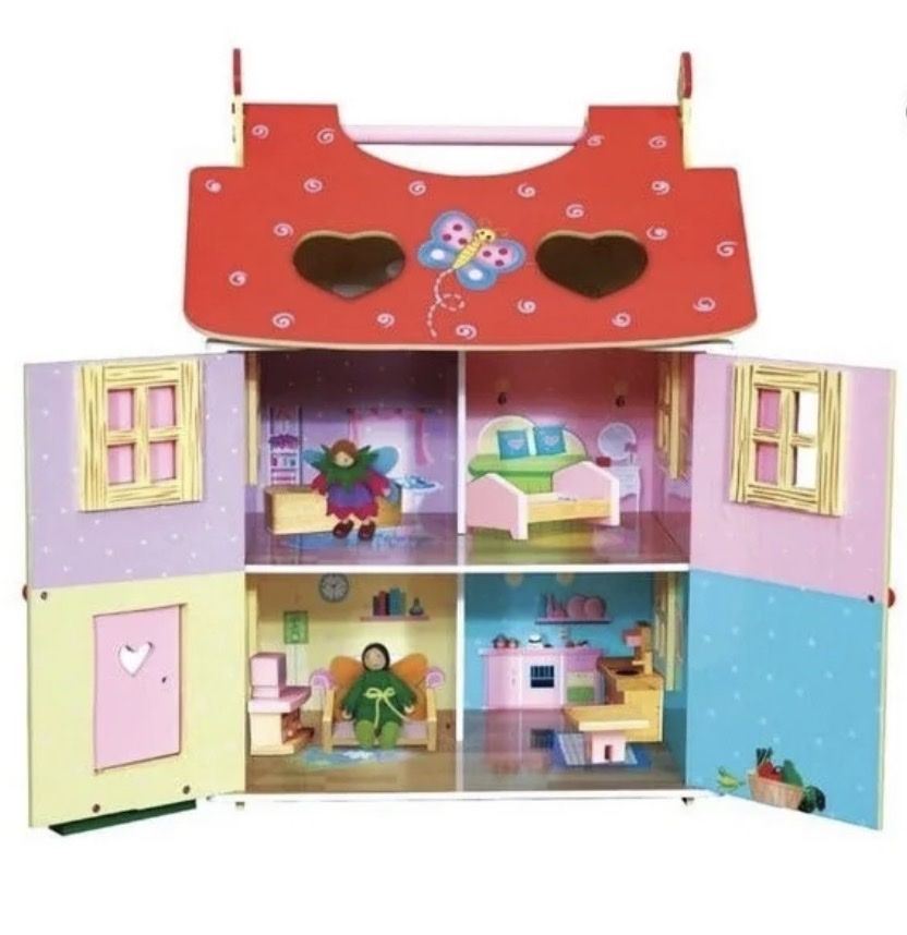 ( New in Box ) Teamson Kids Hand Carry Magic Garden Wooden Doll House
