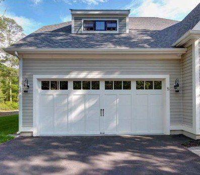 Used 10×10 White Wood, Insulated Steel Backed Garage Door Panels - 5 Sections