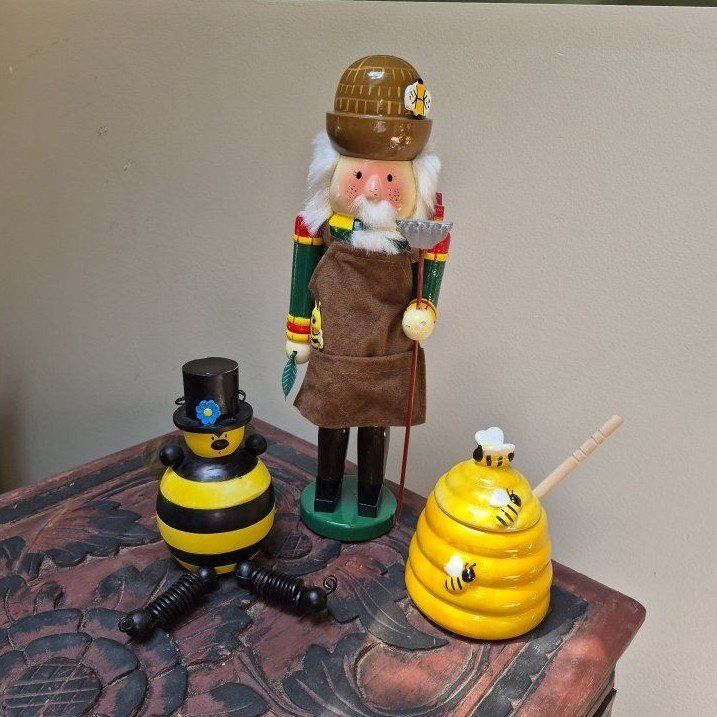Bumble Bee Decor, and Beekeeper Nutcracker - Set of 3