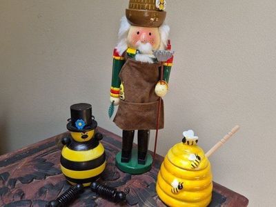Bumble Bee Decor, and Beekeeper Nutcracker - Set of 3