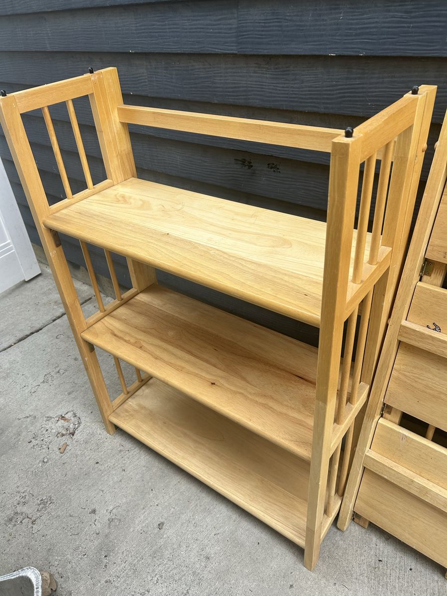 Light Wood 3-Tier Folding Bookcase / Shelf Unit - Versatile Storage Solution