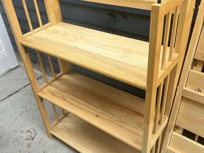 Light Wood 3-Tier Folding Bookcase / Shelf Unit - Versatile Storage Solution
