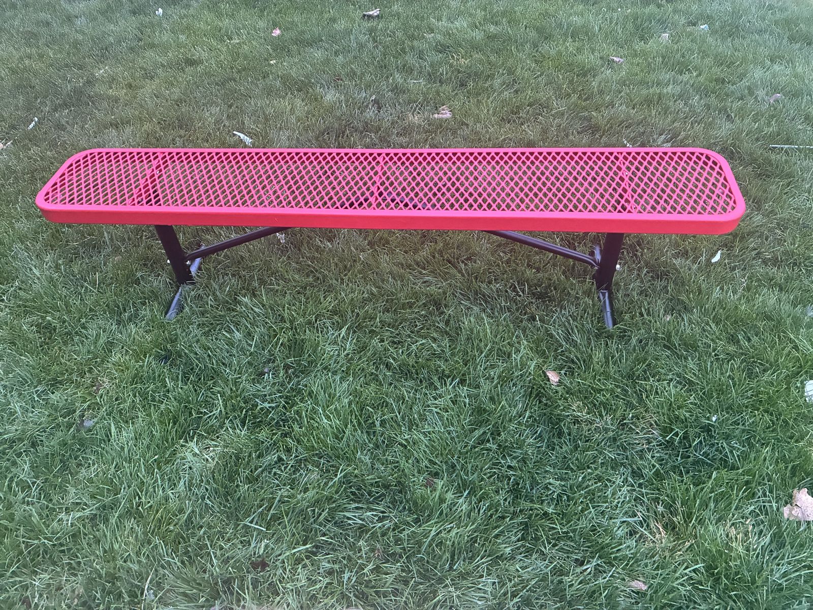 New 6’ red powder coated park bench.