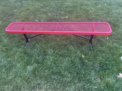 New 6’ red powder coated park bench.