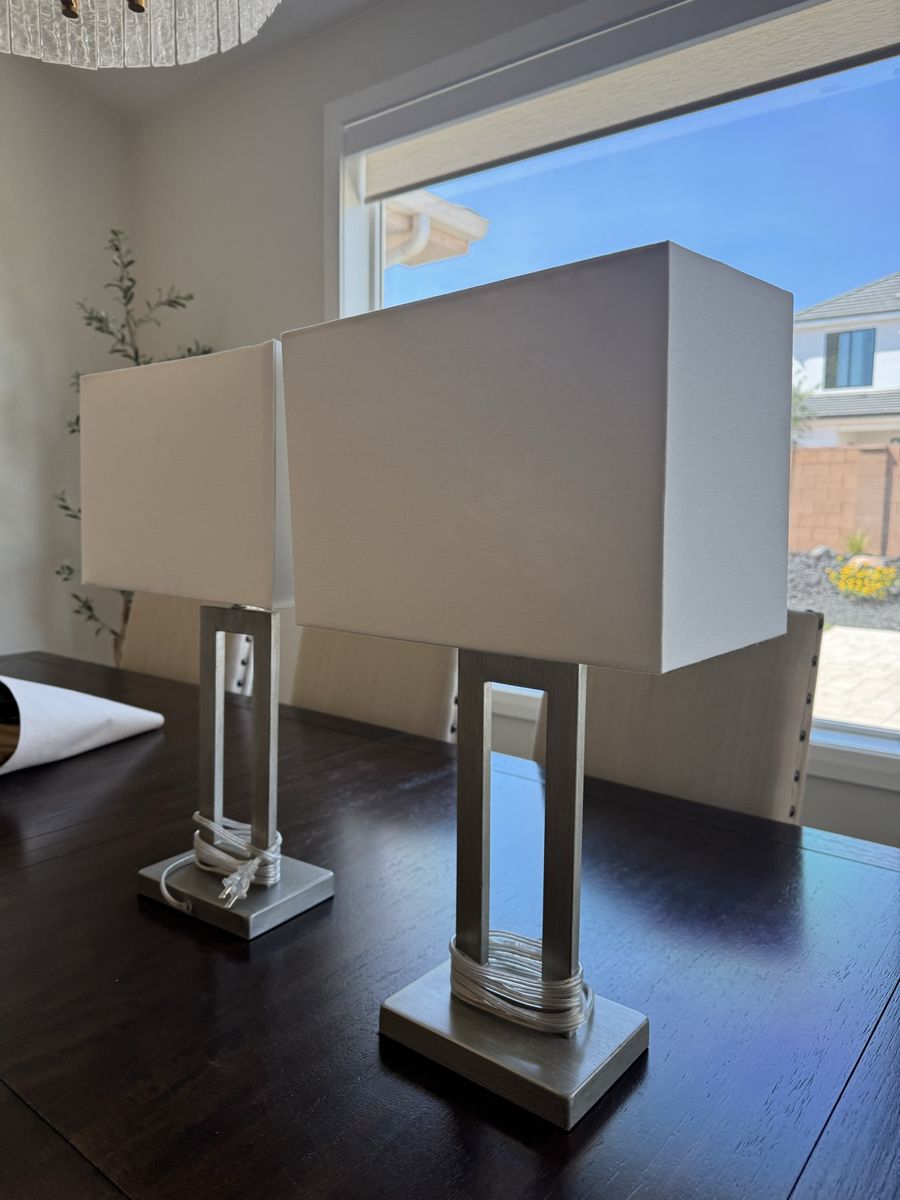 Brushed Metal Lamps, sold as a pair