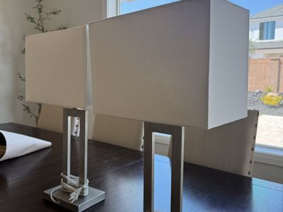Brushed Metal Lamps, sold as a pair