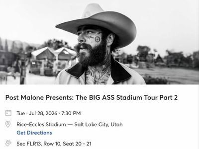 Post Malone Floor Tickets - SLC
