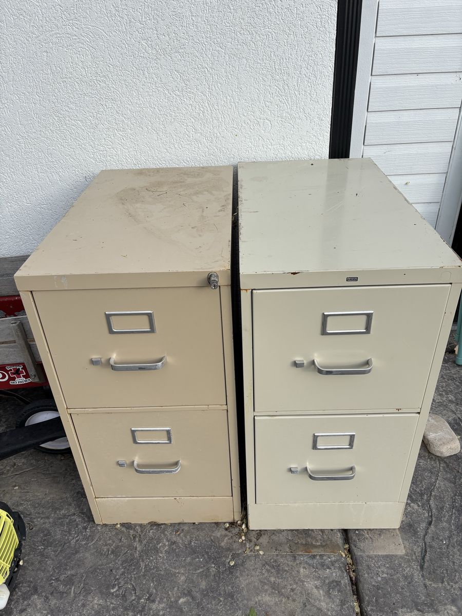 2 2-Drawer Metal File Cabinets