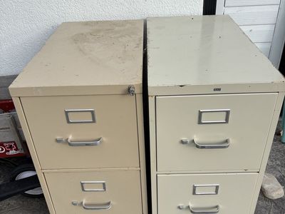 2 2-Drawer Metal File Cabinets