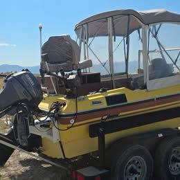1976 Larson Runabout Boat with fishing gear setup