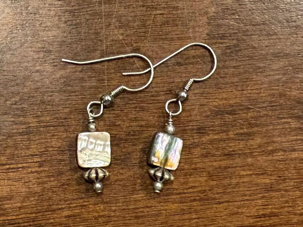 Pair Of Vintage Abalone Dangle Earrings