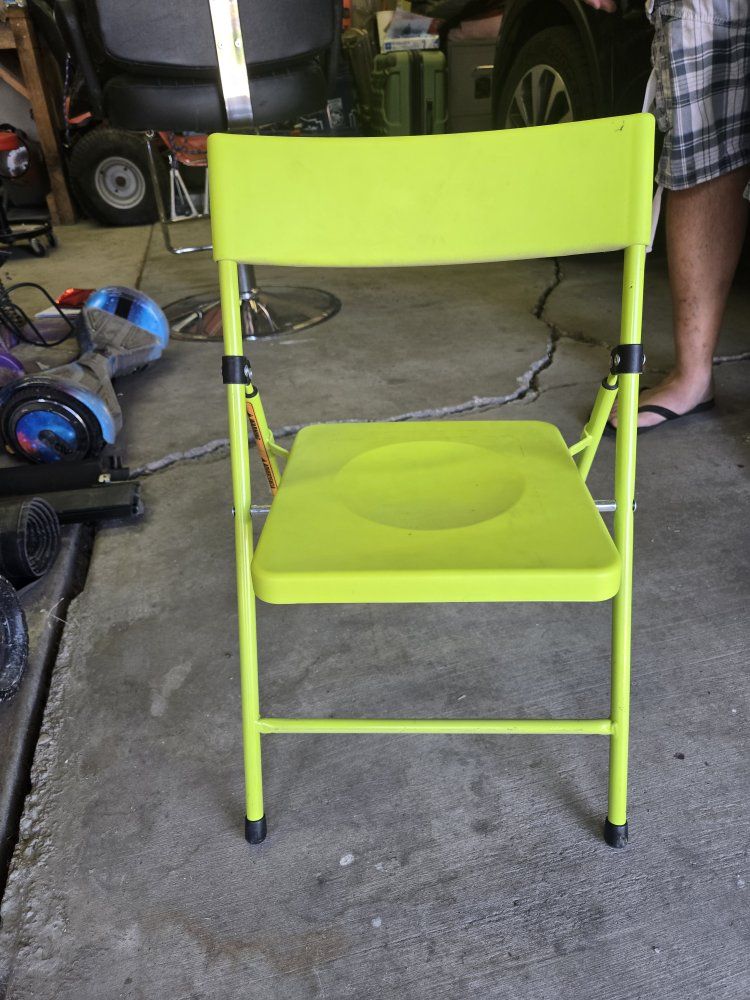 Yellow Green Metal Folding Chair - Portable & Compact