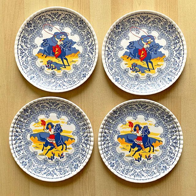 180 Degrees Cowboy & Cowgirl Melamine Plate Set | 7.5"