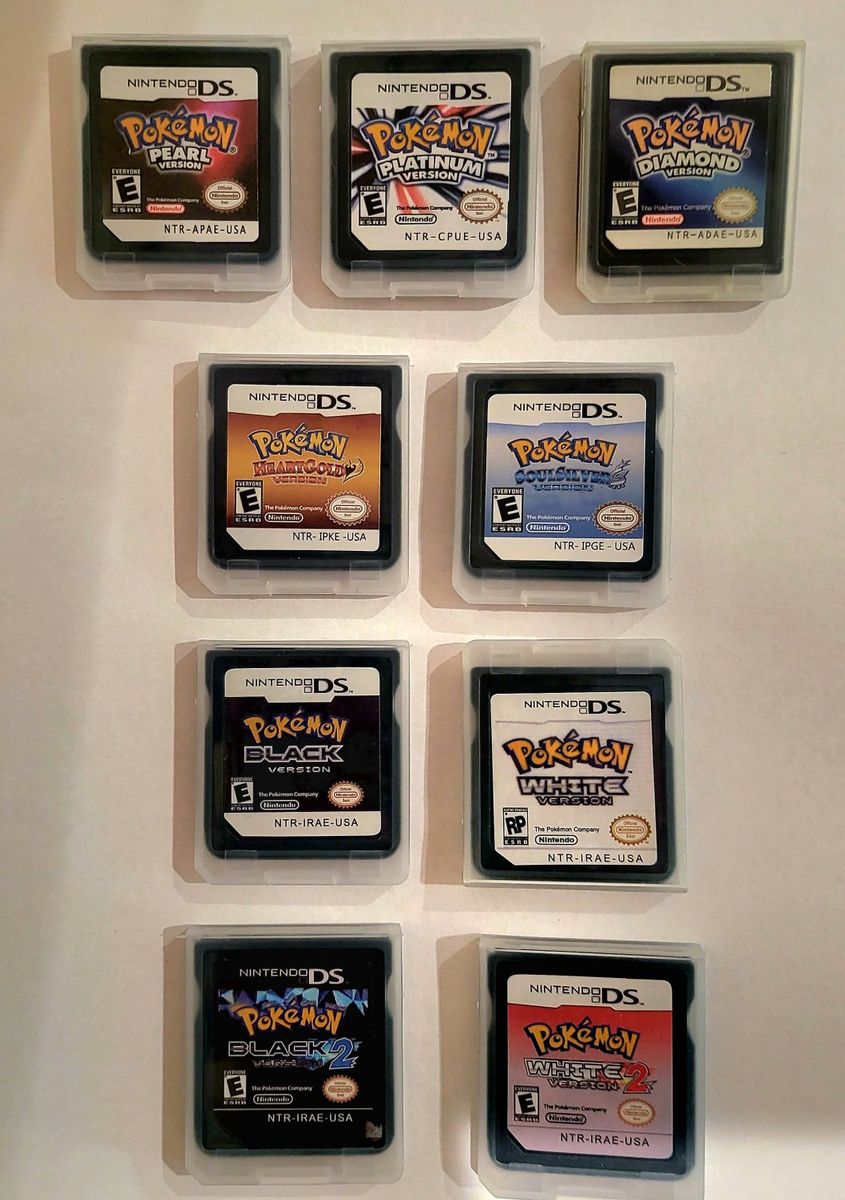 Nintendo DS Pokemon Video Game Cartridges Lot - HeartGold, SoulSilver, Platinum & More