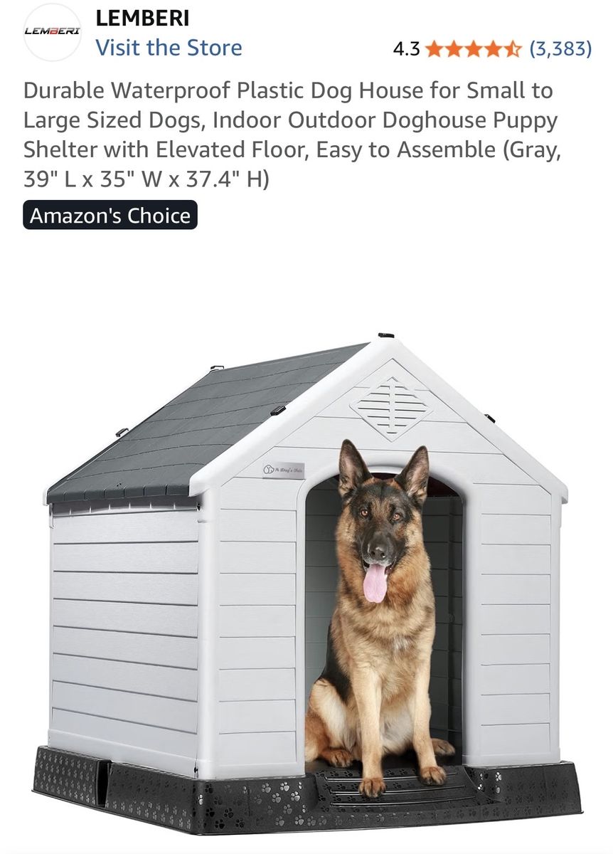 Like New- Dog House - Gray, 39"L x 35"W x 37.4"H, Indoor/Outdoor