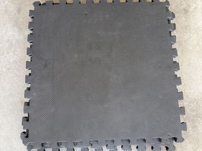 Interlocking Foam Floor Mats - 6 Tiles, Black, Exercise Gym Flooring