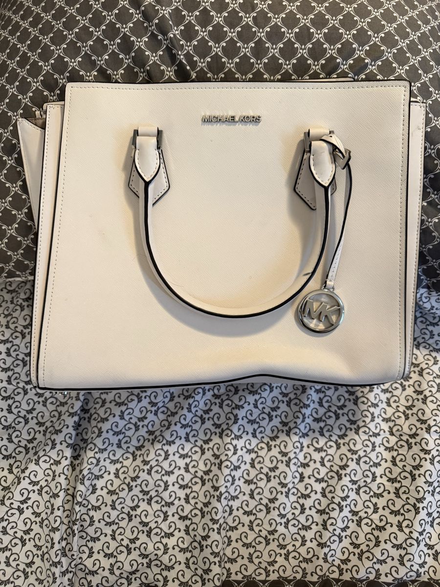 Michael Kors White Saffiano Leather Tote Handbag