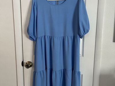 Women's Blue Tiered Midi Dress