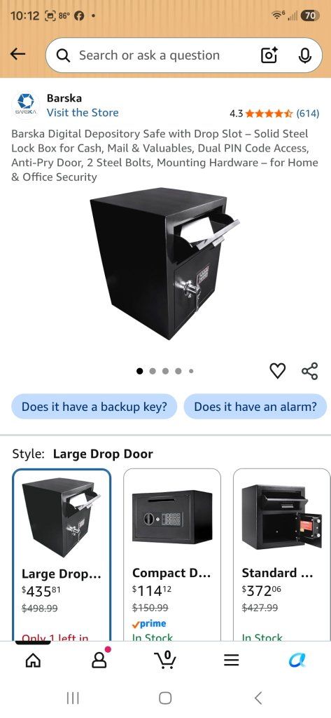 Barska Digital Depository Safe with Drop Slot - Solid Steel Lock Box
