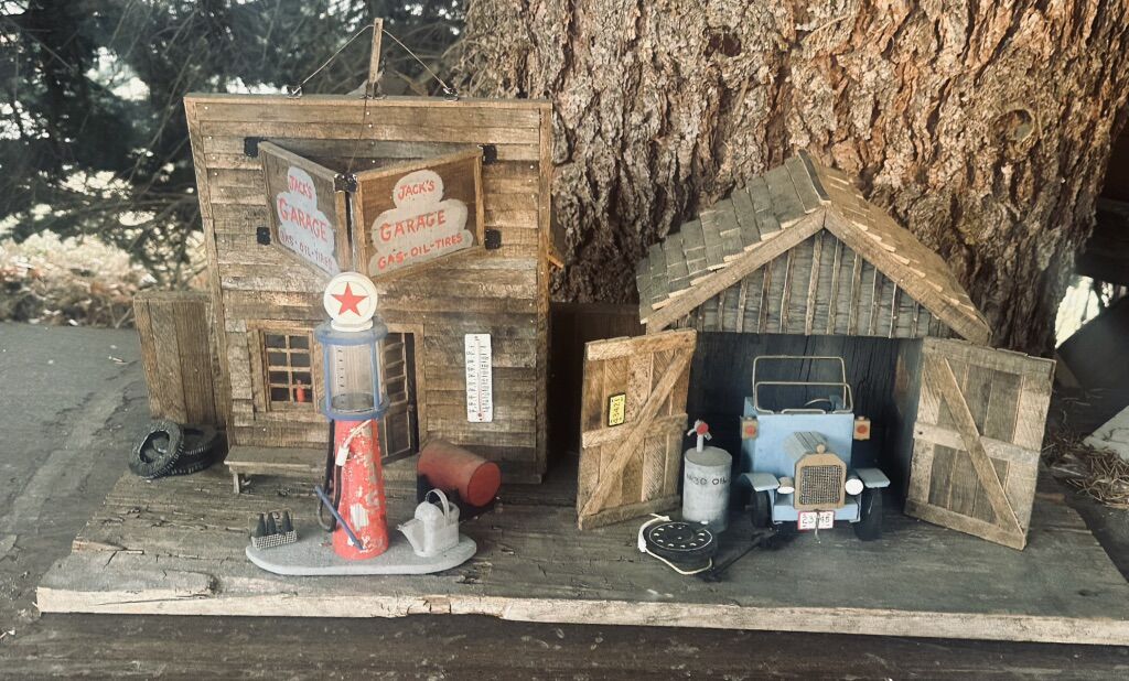 Vintage HAND MADE service Station And Garage