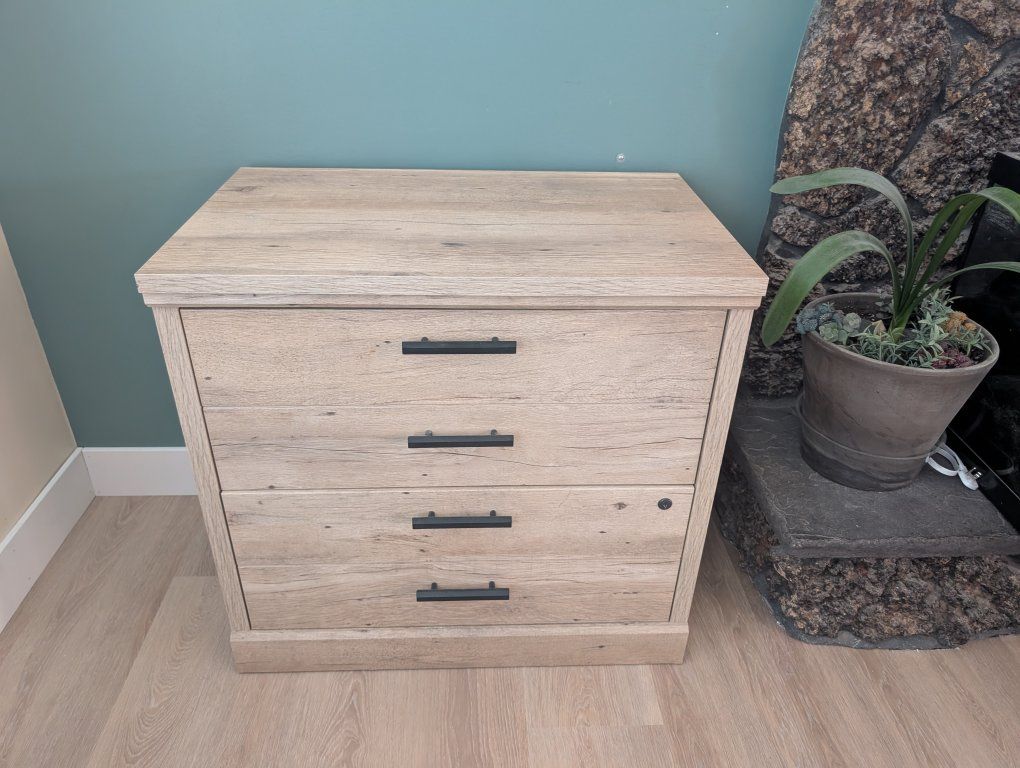 Double Wide 2-Drawer Filing Cabinet with Black Handles - Modern Office Storage