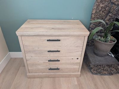 Double Wide 2-Drawer Filing Cabinet with Black Handles - Modern Office Storage