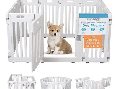 Birdrock Home Small up to 40lbs Dog Playpen 2 Doors and 16 Panels 25.6 in tall