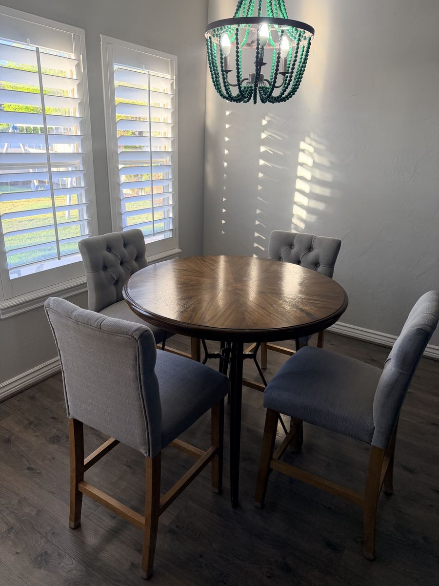 Solid Wood Pub Height Table and 4 Chairs