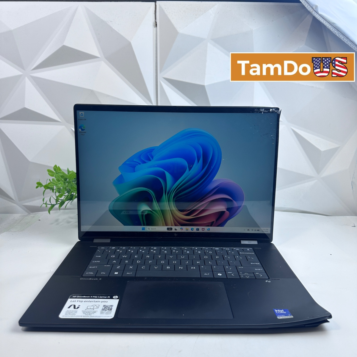 HP OmniBook X Flip Laptop 16-as0023dx, 16" FHD+, Ultra 7 256V, 16GB, 1TB - READ