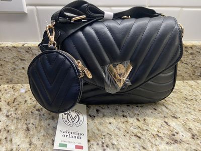 NWT Valentino Orlandi Black Vegan Leather Crossbody Bag