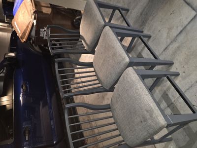 Wooden tall bar stools, fabric seats 90.00 for 3