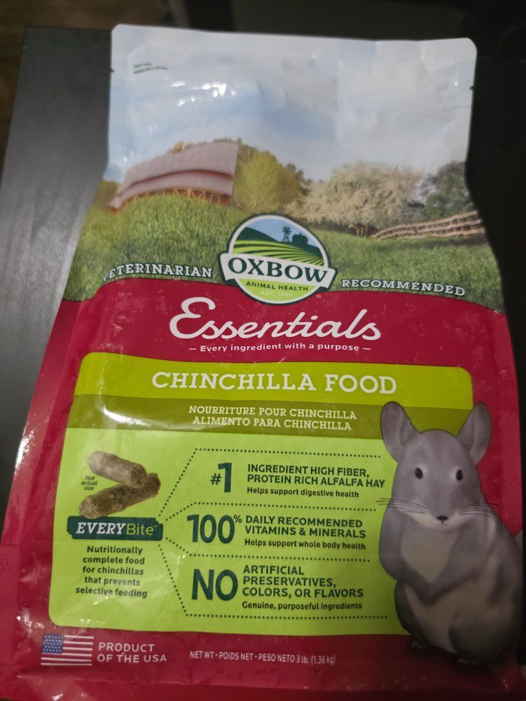Oxbow Essentials Chinchilla Food, 3 lb, Veterinarian Recommended, High Fiber, No Artificials