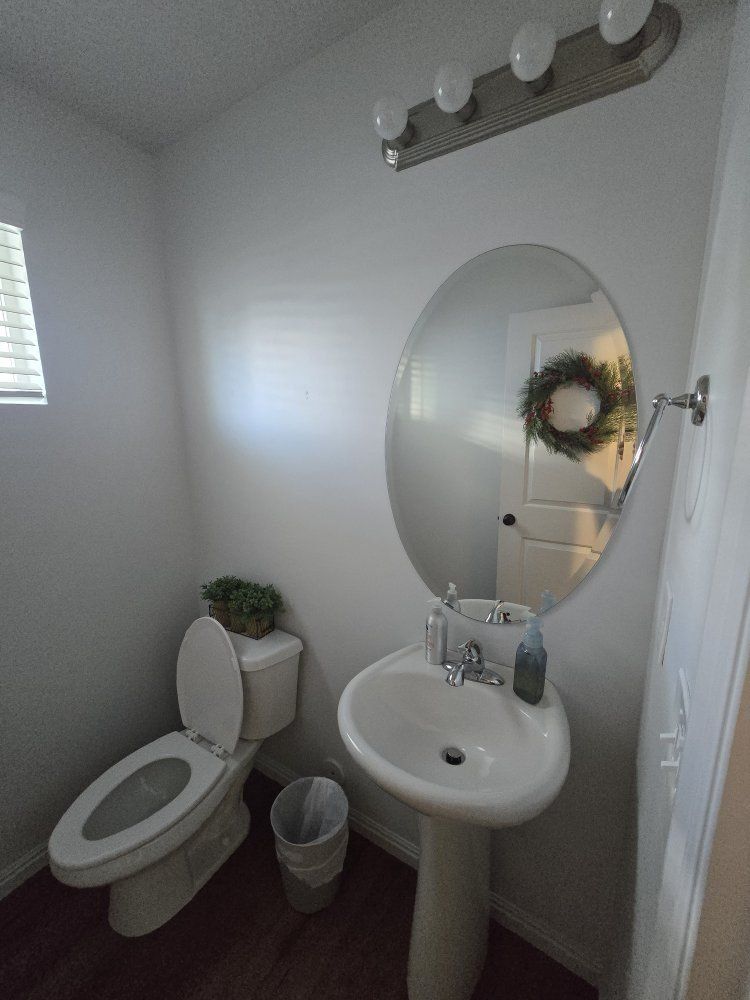 Oval Wall Mirror & Pedestal Sink Set
