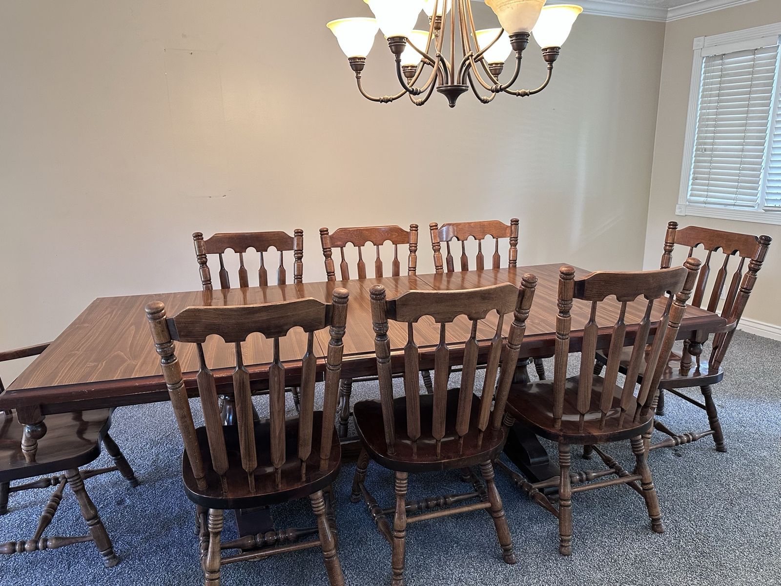 Large Wood Dining Table with 8 Chairs - (2)Extendable Leafs Included, Great for Family Gatherings