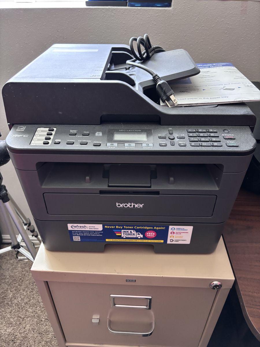 Brother Printer All‑in‑one functionality: print, scan, copy, and fax.