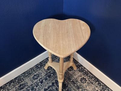 Vintage Heart Shaped Cottage Core Wood Plant or Side Table