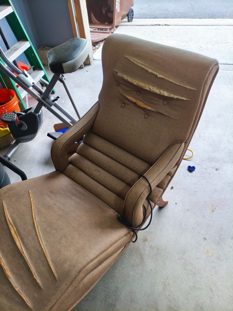Brown Upholstered Chaise Lounge Chair with Nailhead Trim