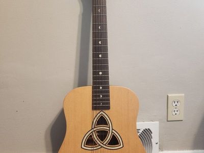 Luna Trinity Dreadnought Acoustic Guitar, Natural Finish, Moon Phase Inlays