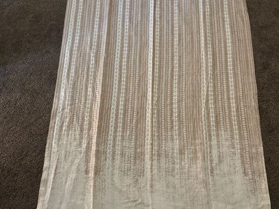 4 West Elm Floor Length Curtains - White/Brown Patterned